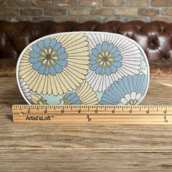 Spartina Floral Train Case Cosmetic Case NWT Linen Genuine Leather - Picture 13 of 13